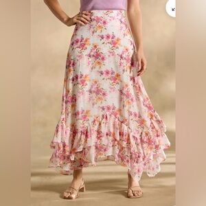 NWT Sundance Champs de Fleur Skirt. Asymmetrical, Ruffled Hem. M. Lined. Pretty!